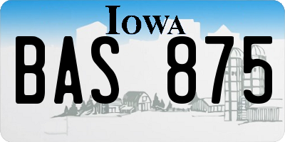 IA license plate BAS875
