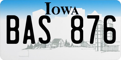 IA license plate BAS876