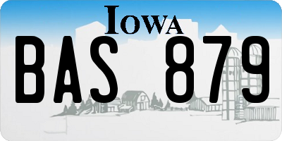 IA license plate BAS879