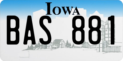 IA license plate BAS881