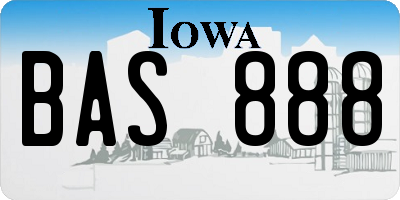 IA license plate BAS888