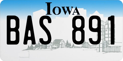 IA license plate BAS891