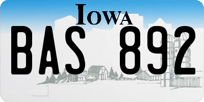 IA license plate BAS892
