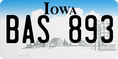IA license plate BAS893
