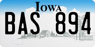 IA license plate BAS894