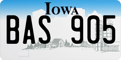 IA license plate BAS905
