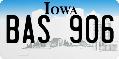 IA license plate BAS906