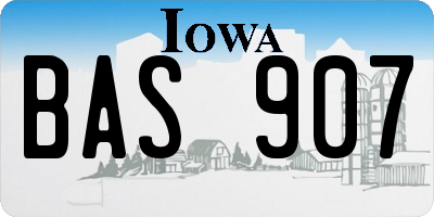 IA license plate BAS907