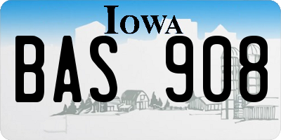 IA license plate BAS908