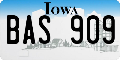IA license plate BAS909