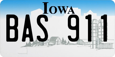 IA license plate BAS911