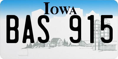 IA license plate BAS915