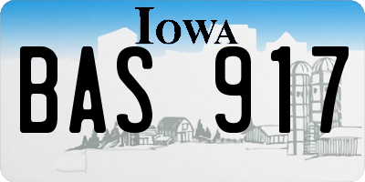 IA license plate BAS917