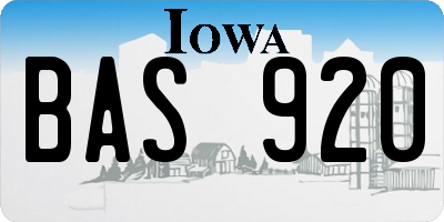IA license plate BAS920