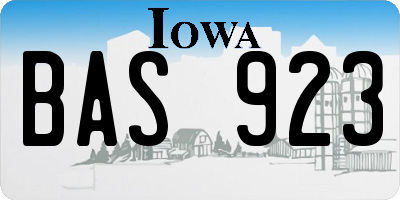 IA license plate BAS923