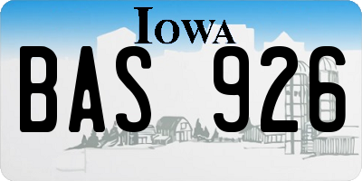 IA license plate BAS926