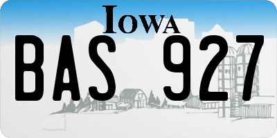 IA license plate BAS927