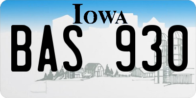 IA license plate BAS930