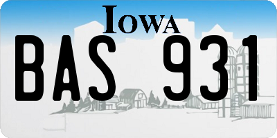 IA license plate BAS931