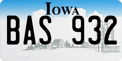 IA license plate BAS932
