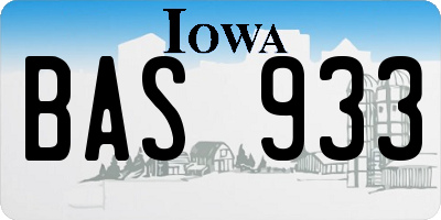 IA license plate BAS933
