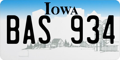 IA license plate BAS934