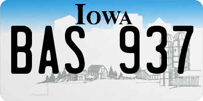 IA license plate BAS937
