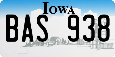 IA license plate BAS938
