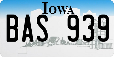 IA license plate BAS939