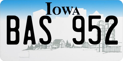 IA license plate BAS952