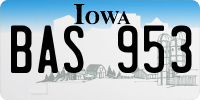 IA license plate BAS953