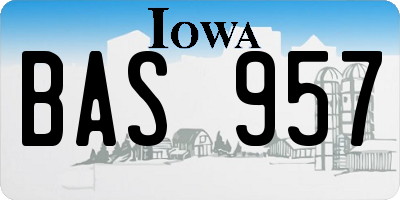 IA license plate BAS957