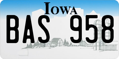 IA license plate BAS958