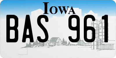 IA license plate BAS961