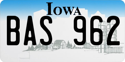 IA license plate BAS962