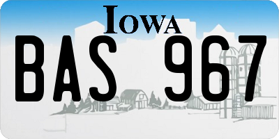 IA license plate BAS967