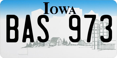 IA license plate BAS973