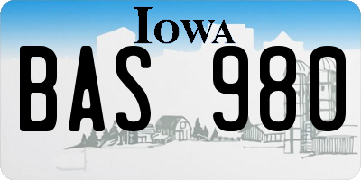 IA license plate BAS980