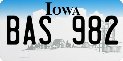 IA license plate BAS982