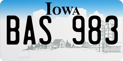 IA license plate BAS983