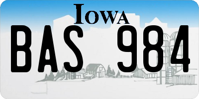 IA license plate BAS984