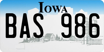 IA license plate BAS986