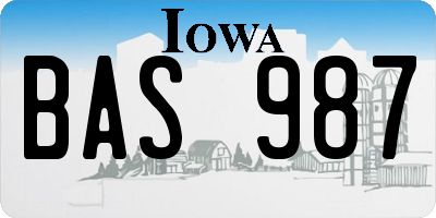 IA license plate BAS987