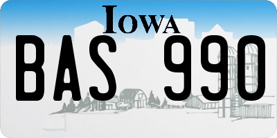 IA license plate BAS990