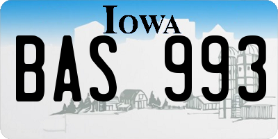 IA license plate BAS993