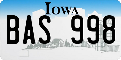 IA license plate BAS998