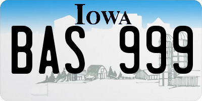 IA license plate BAS999