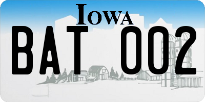 IA license plate BAT002