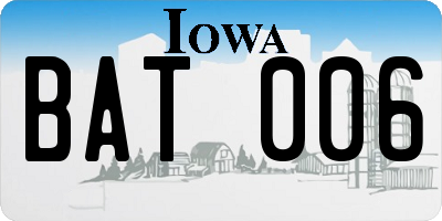 IA license plate BAT006