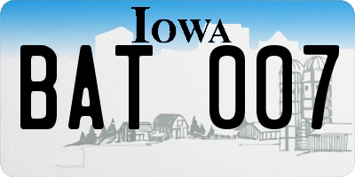 IA license plate BAT007
